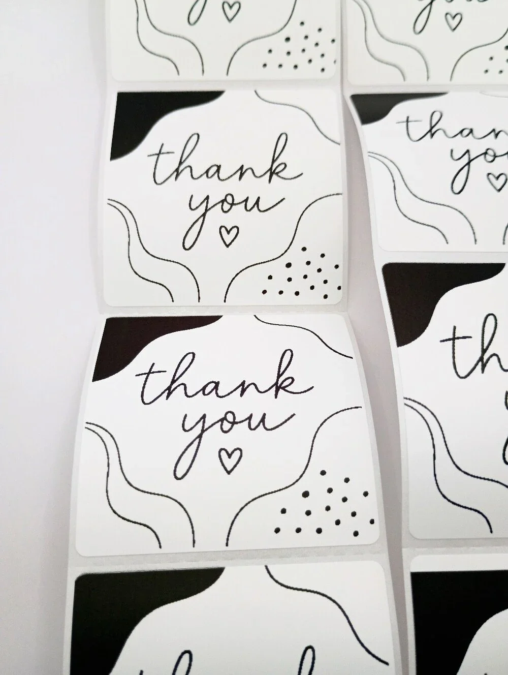 Thank You Sticker Labels - Black & White - Pack of Adhesive Labels